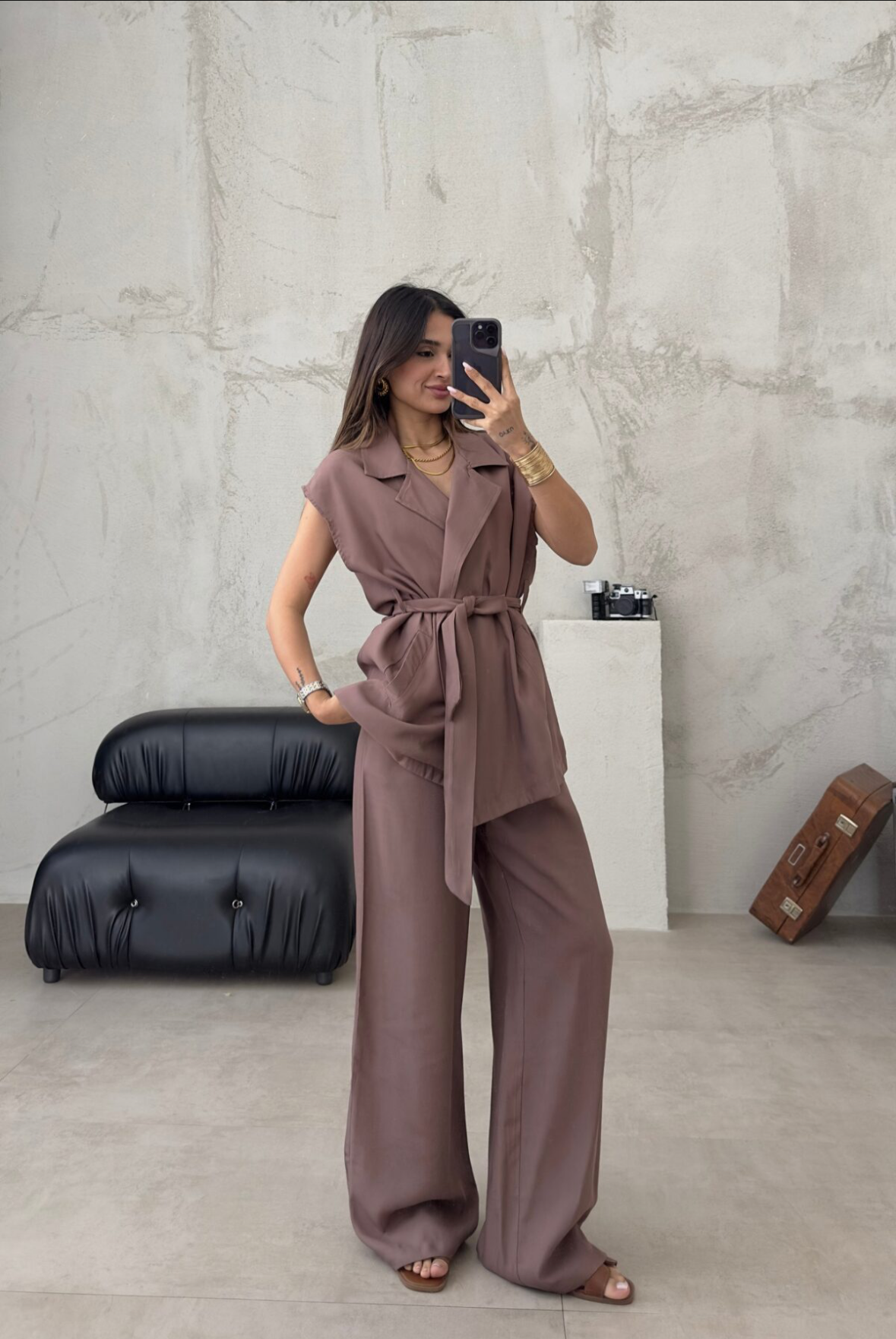 Zweiteiliges Blazer-Set mit Gürtel