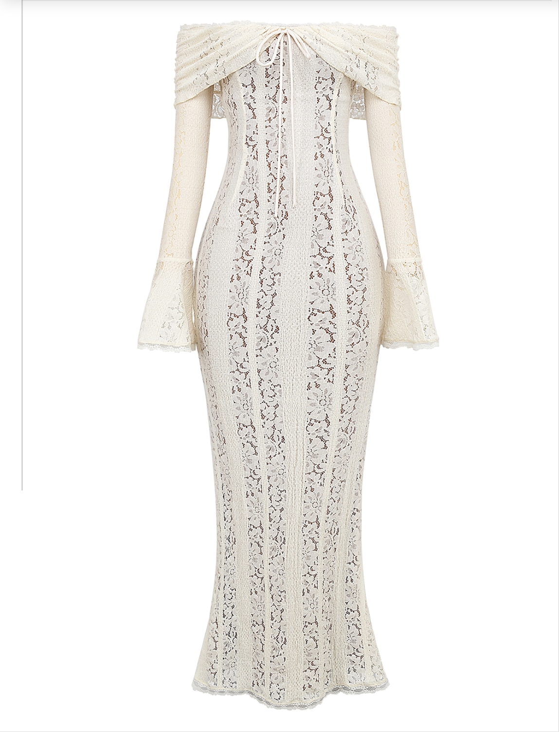 Weißes Elegantes Spitzenkleid Schulterfrei