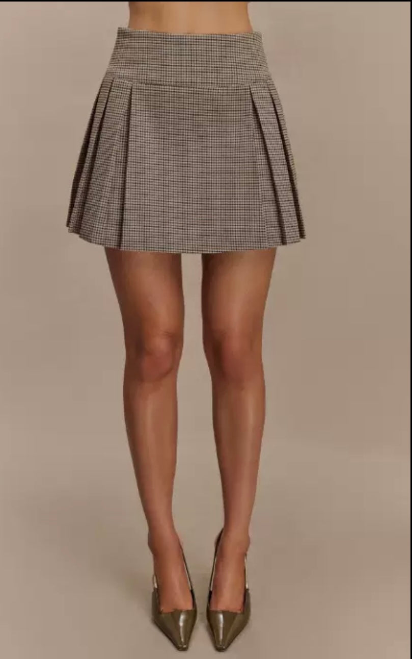 Vintage Chic Zweiteiler: Karierter Blazer & Faltenrock – Eleganter Herbst/Winterlook